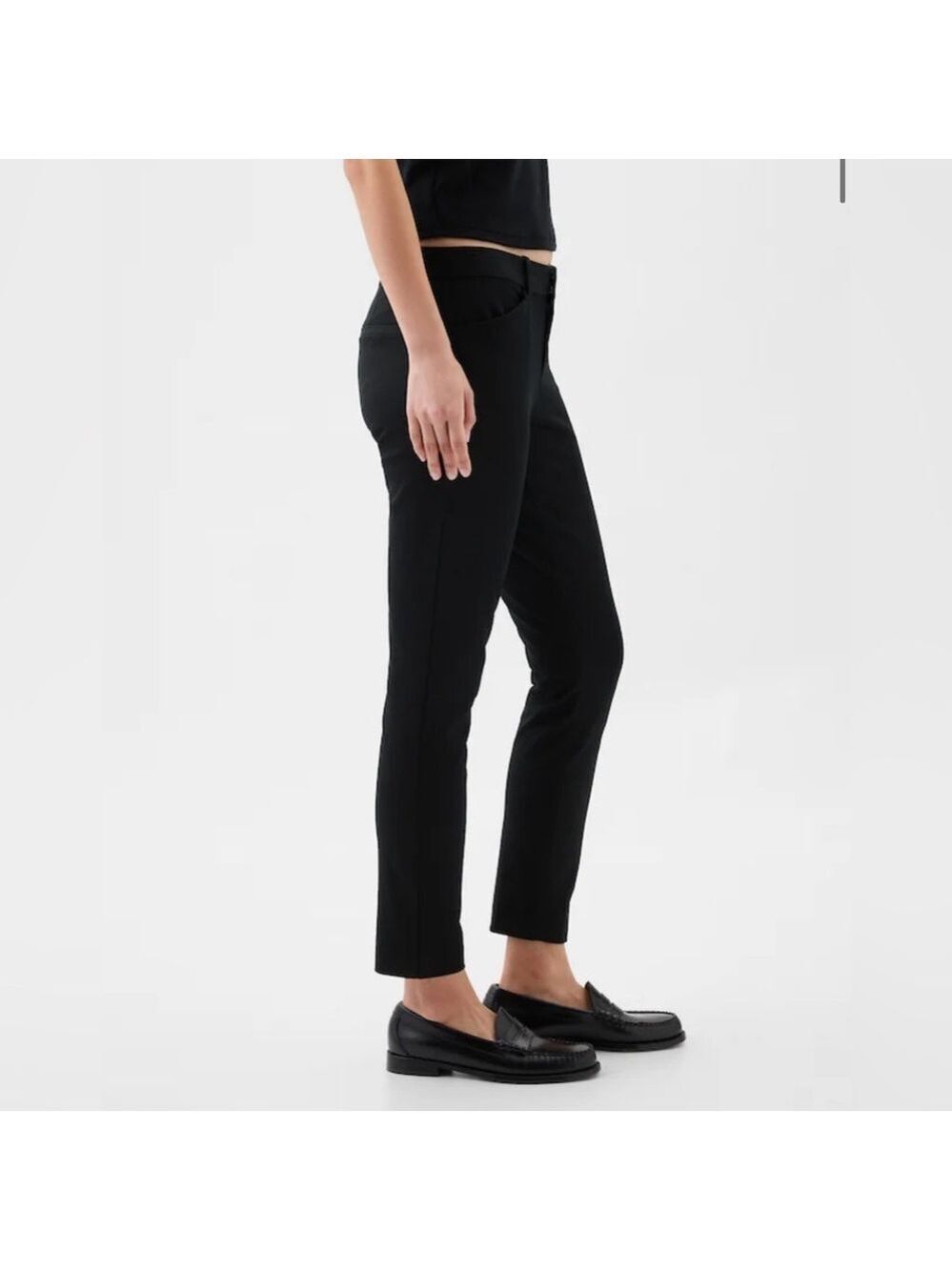 Gap Signature Skinny Ankle Mid Rise Black Trouser Pants in Bi-Stretch Weave - Picture 4 of 15